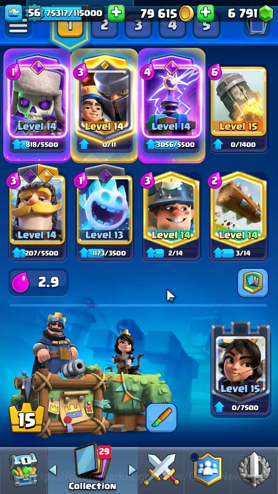 Clash Royale Accounts Lv 56|Trophy 9591|KTL 15|Limited Skin|Card 121|3 H image 20