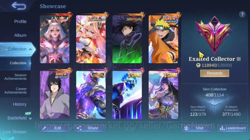 Mobile Legends: Bang Bang Accounts Hero 133|Skin 408|High Glory 71|Legend Lunox,Narut image 2