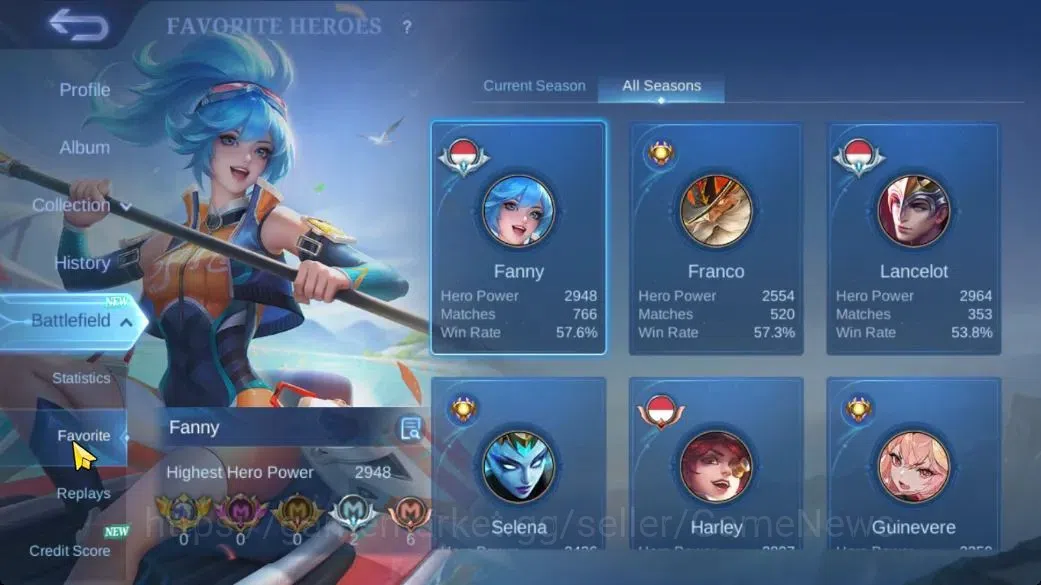 Mobile Legends: Bang Bang Accounts Hero 133|Skin 408|High Glory 71|Legend Lunox,Narut image 3