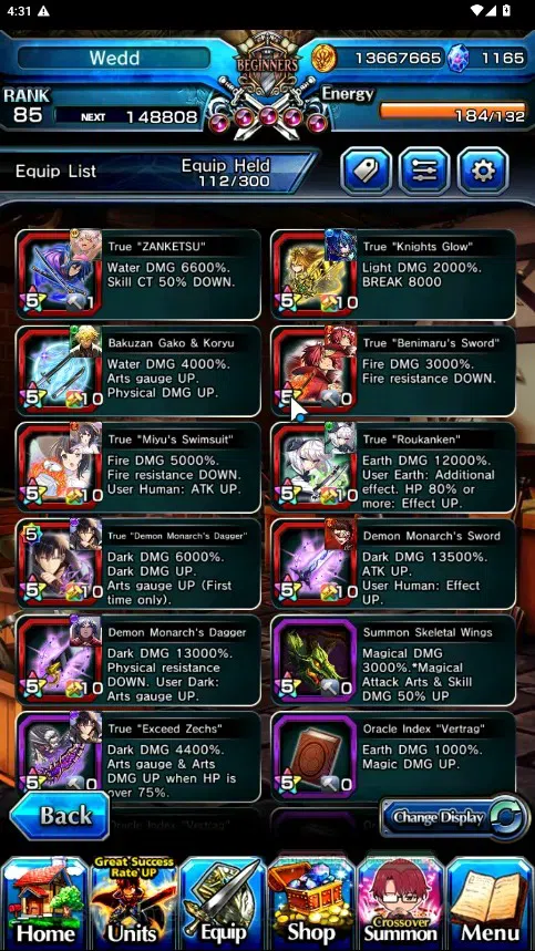 Grand Summoners Accounts Global|Rank 85|1165 cc|17 Ascend 8 TW|(Houka,S Miy image 10