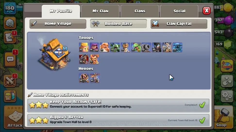 Clash of Clans Accounts LV 180|TH 18|HH 10|Limited Skin|BK 53,AQ 53,MP 45, image 6