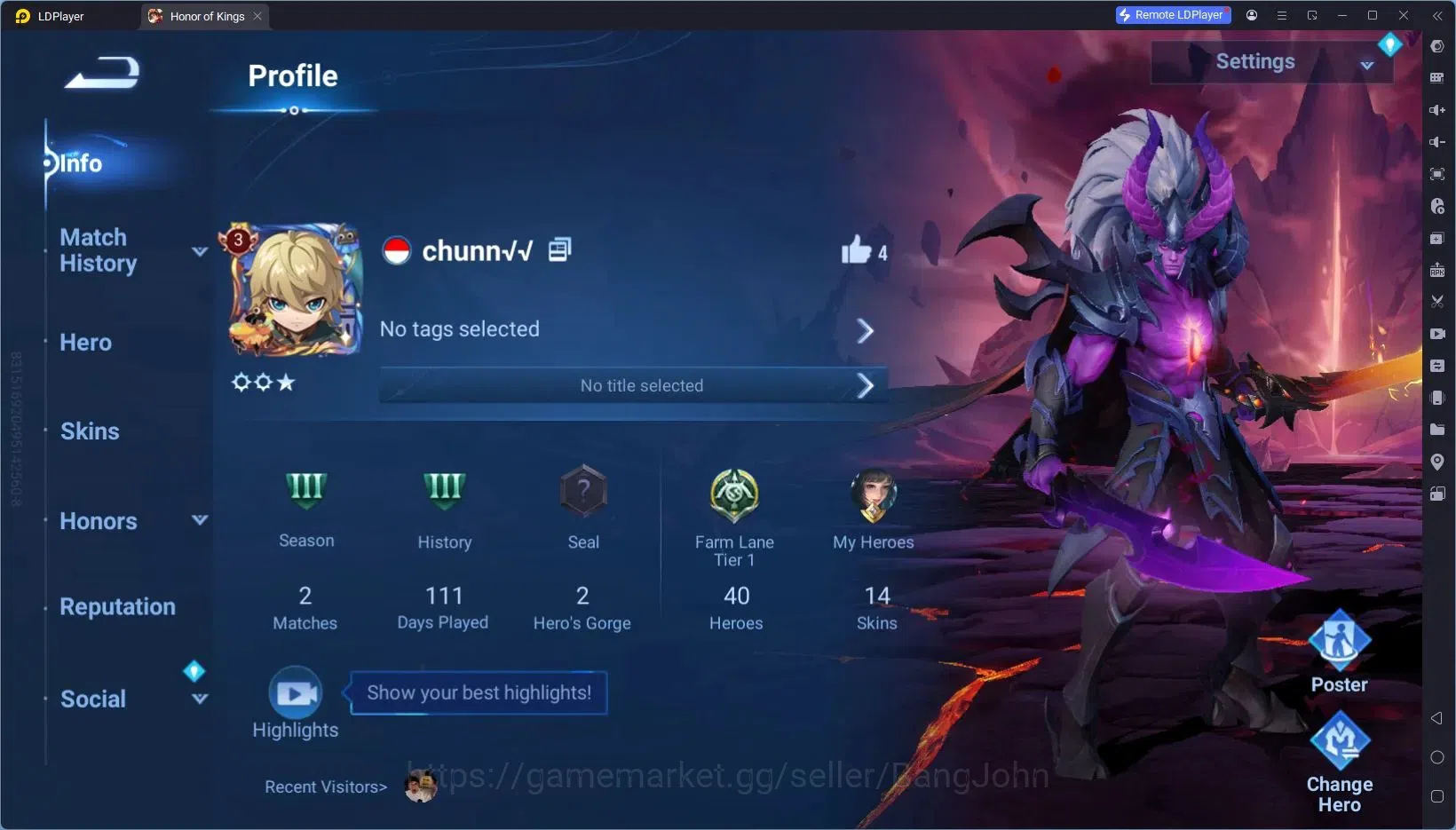 Honor of Kings Accounts Global | 40H 14S | 2 LEGEND skins, WORLDLY (brown image 2