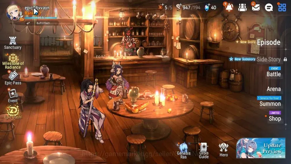 Epic Seven Accounts Starter Global UnVerif|New Era|2 ML(Tidal R Elvira,Fallen Cecilia)+Roana,Tenebria,Landy,etc|415 MM+4,6k 1