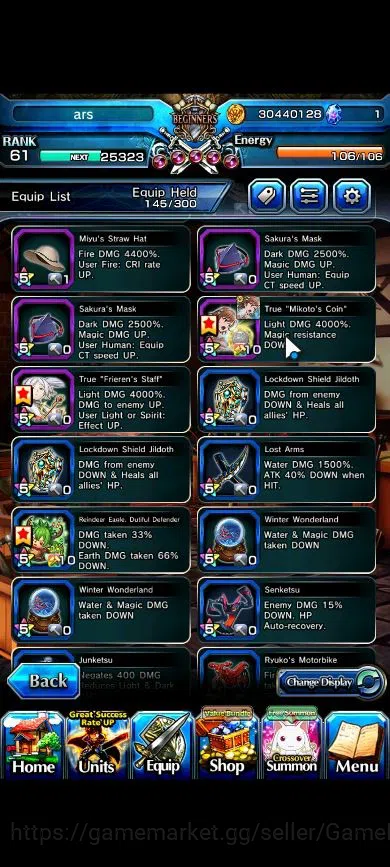 Grand Summoners Accounts End-Game Global|Rank 61|16 Ascend|MiyuTW,ChloeTW,MikotoTW,Beta,Luvia&Rin,Cestina,Etc|Lpot 7