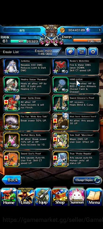 Grand Summoners Accounts End-Game Global|Rank 61|16 Ascend|MiyuTW,ChloeTW,MikotoTW,Beta,Luvia&Rin,Cestina,Etc|Lpot 8