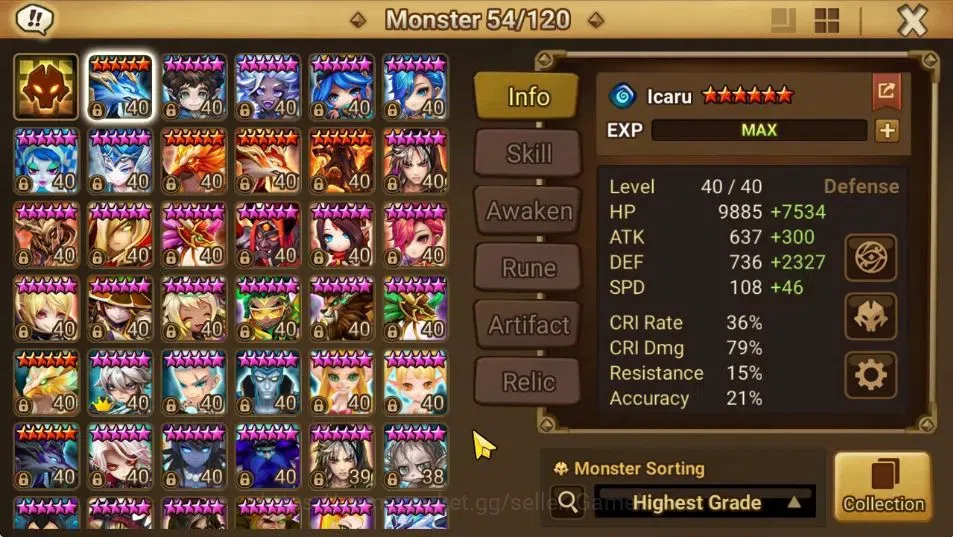 Summoners War: Sky Arena Accounts End-Game GLOBAL Lv 66|1 LD[Birgitta]|15 Total NB5[Savannah,Oliver,Riley,Etc]+46 10
