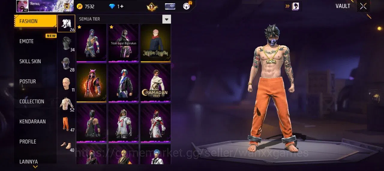 Free Fire Accounts Indonesia | AKUN LVL 42 VAULT 52 EMOTE 9 KATANA LOBY 1 TAS 12 SKYWING 1 WEAPON 50 | W649 2