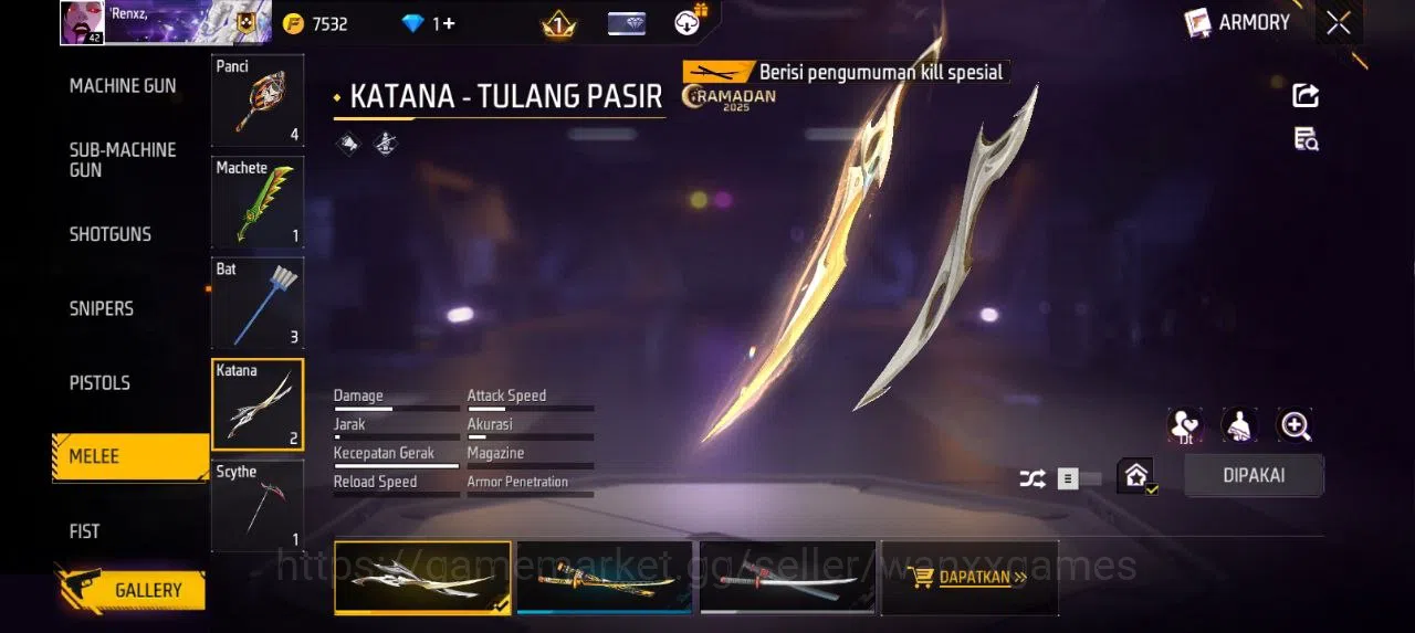 Free Fire Accounts Indonesia | AKUN LVL 42 VAULT 52 EMOTE 9 KATANA LOBY 1 TAS 12 SKYWING 1 WEAPON 50 | W649 6