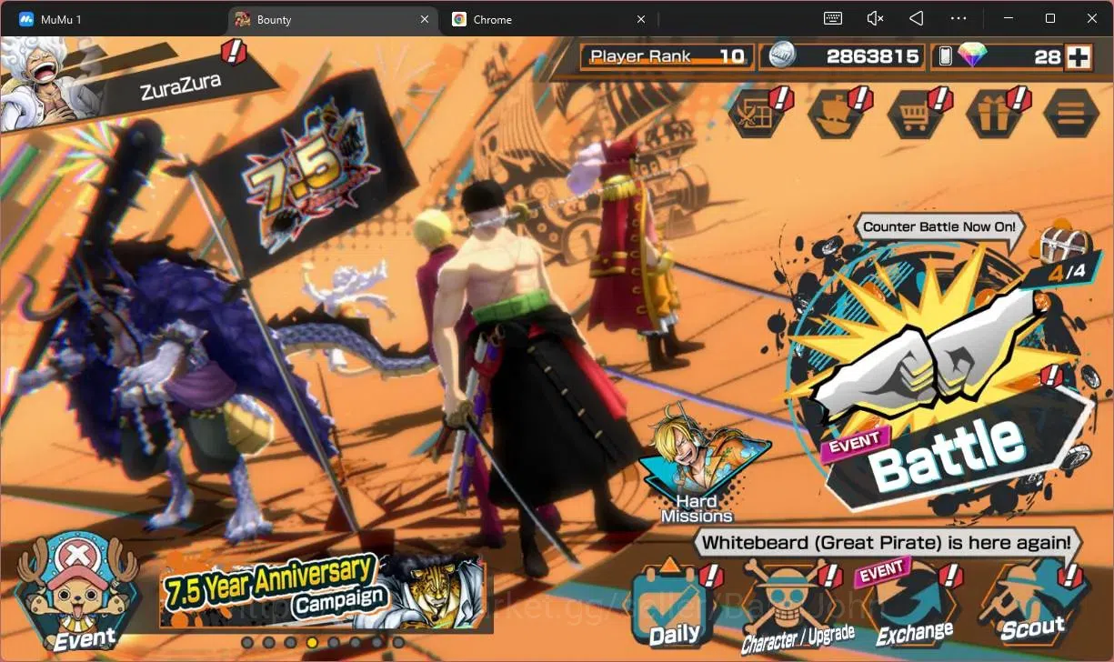 One Piece Bounty Rush Accounts High-End Global | EX 4 | PR 10 | KOP Gol D.Roger, BM Kaido, Zoro&Sanji Max, GF Monkey D.Luffy 1