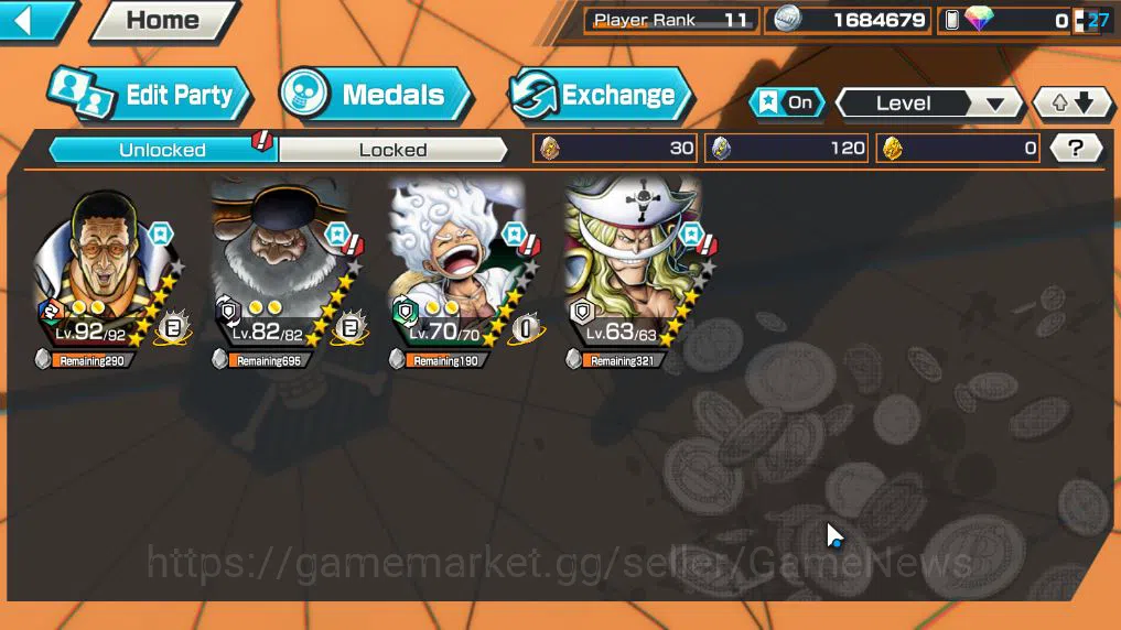 One Piece Bounty Rush Accounts Global|4 EX |AMS[Borslaino],5 Elder St.Saturn,G5 M image 5