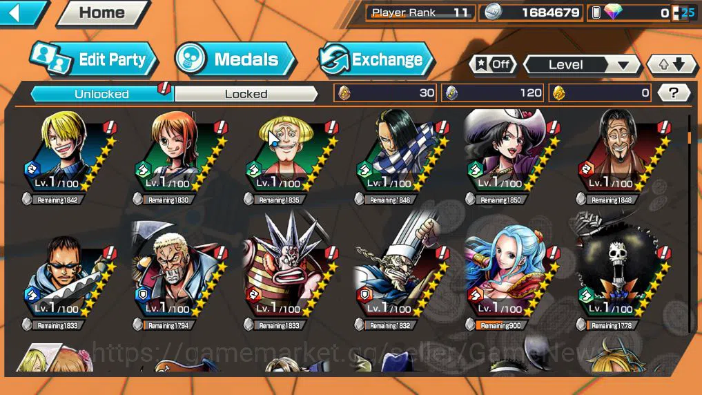 One Piece Bounty Rush Accounts Global|4 EX |AMS[Borslaino],5 Elder St.Saturn,G5 M image 7