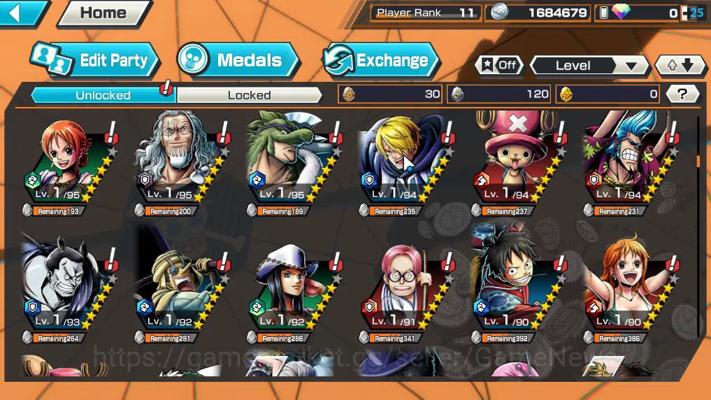 One Piece Bounty Rush Accounts Global|4 EX |AMS[Borslaino],5 Elder St.Saturn,G5 M image 8