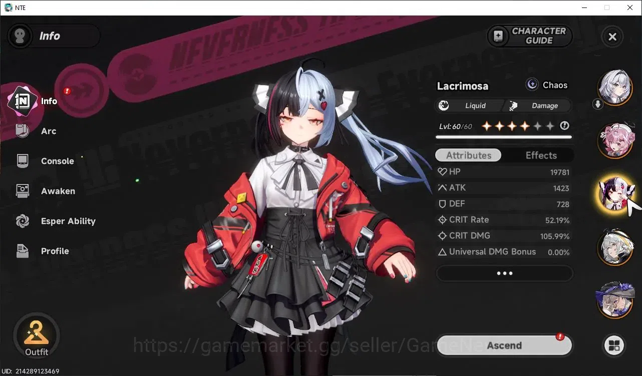 Neverness to Everness Accounts GLOBAL SEA|HL 50|TL 41|9 SSR 5 Limit[(NanalyA3,Shinku,Chaos,Lacrimosa,Hotori)+Sign]|Porsche 3