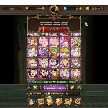 The Seven Deadly Sins: Grand Cross Accounts Endgame Global|2,4M CC|30 LS|3 LR+6 UR+Collab Gachia|P Brunhild,LMeli,P