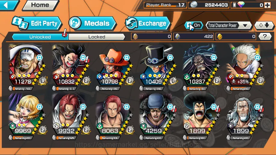 One Piece Bounty Rush Accounts GLOBAL | MAX 4 | EX 4 | Navi HQ Sakazuki,Olyine De image 2