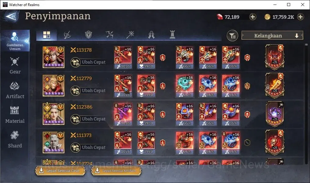 Watcher of Realms Accounts GLOBAL 60x|Lv 94|11M PWR|12 Lord[Lady Alex,IngridA image 18