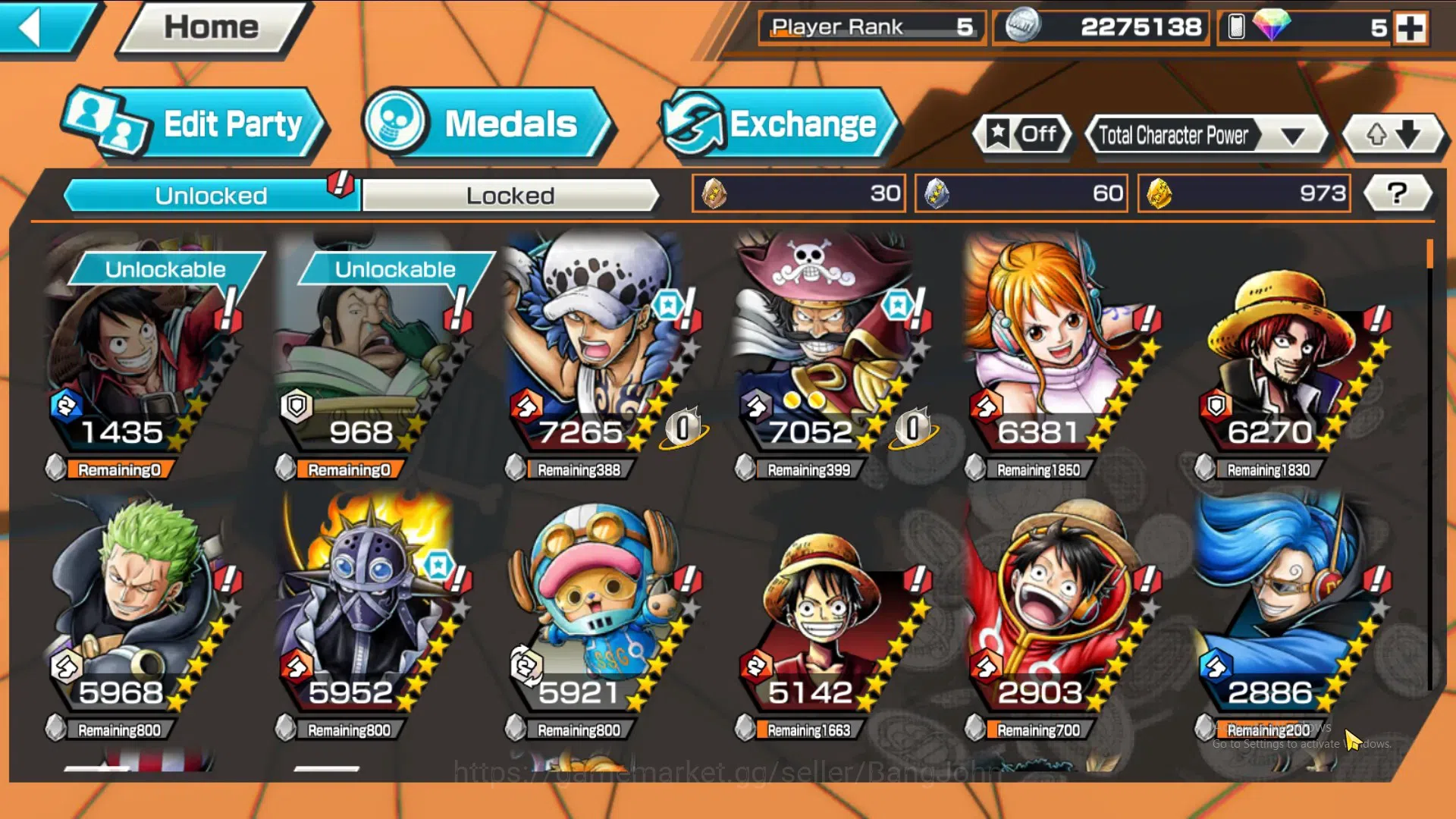 One Piece Bounty Rush Accounts GLOBAL|GF 973|3Ex|Law,Gol D Roger,Monkey D Garp,Ki image 10