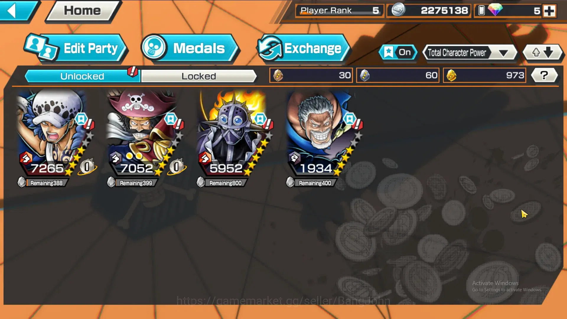 One Piece Bounty Rush Accounts GLOBAL|GF 973|3Ex|Law,Gol D Roger,Monkey D Garp,Ki image 11
