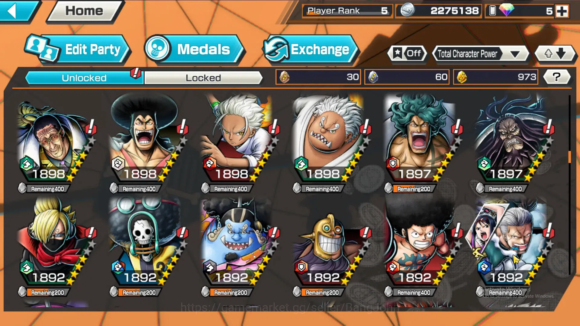 One Piece Bounty Rush Accounts GLOBAL|GF 973|3Ex|Law,Gol D Roger,Monkey D Garp,Ki image 5