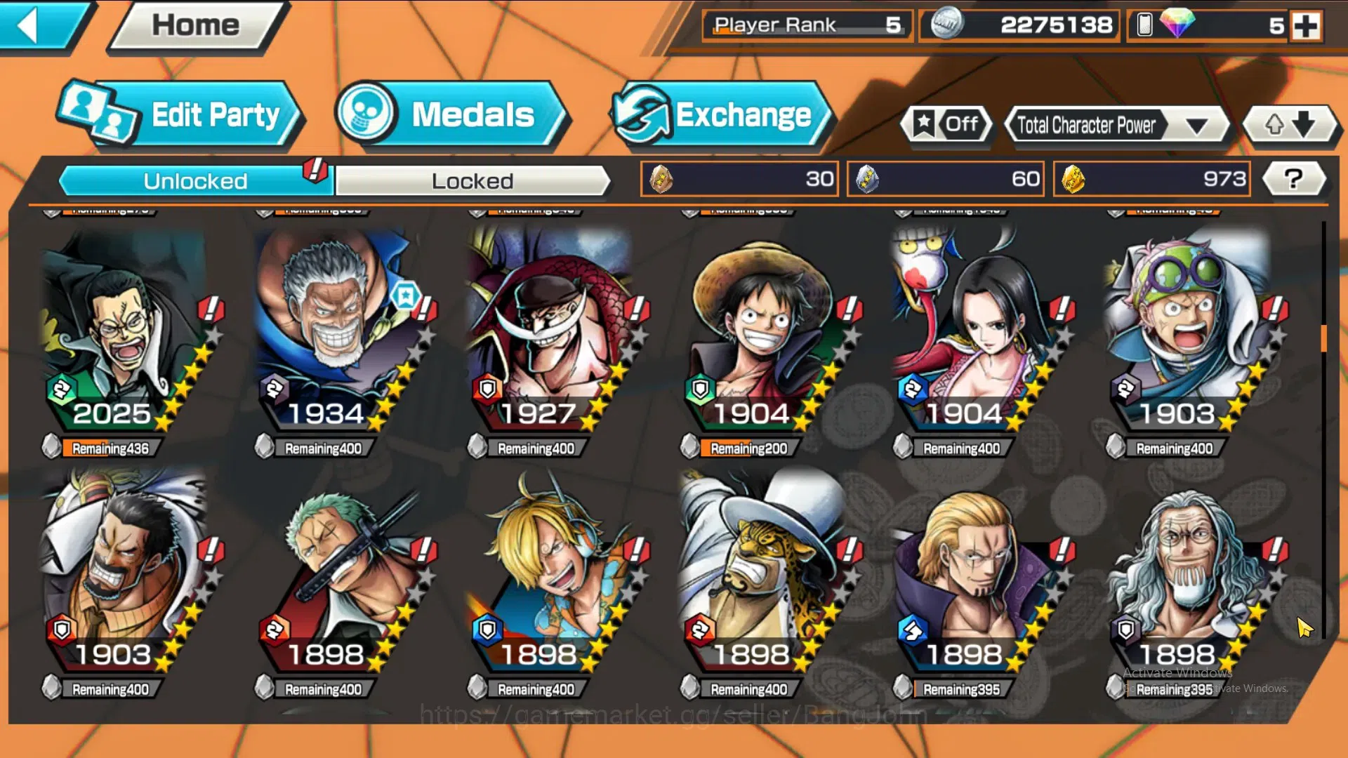 One Piece Bounty Rush Accounts GLOBAL|GF 973|3Ex|Law,Gol D Roger,Monkey D Garp,Ki image 6
