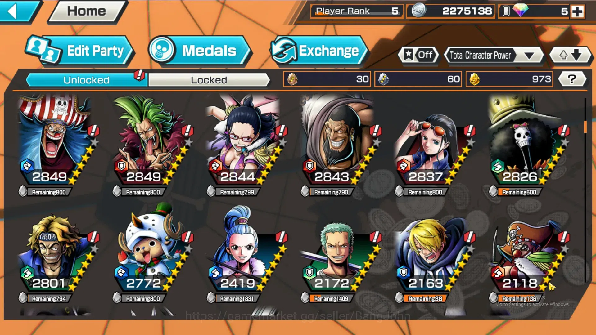 One Piece Bounty Rush Accounts GLOBAL|GF 973|3Ex|Law,Gol D Roger,Monkey D Garp,Ki image 8