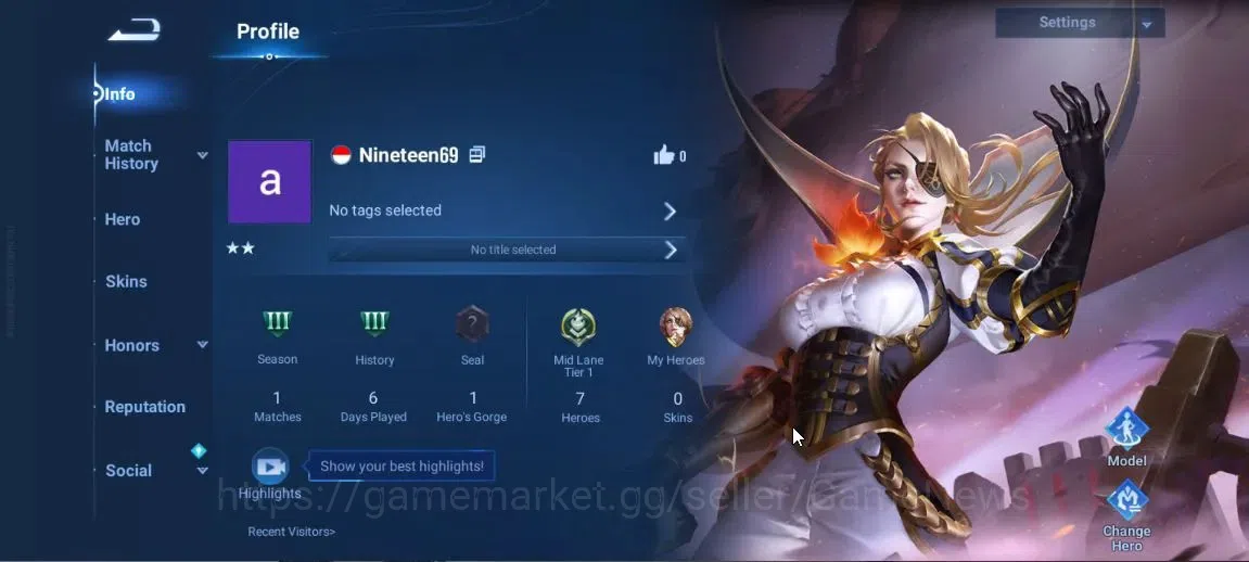 Honor of Kings Accounts Hero 7|Starter with Legend Skin Selection Chest(Di image 2