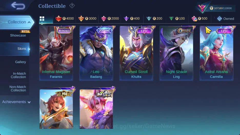 Mobile Legends: Bang Bang Accounts Hero 130|Skin 290|High Immo 105|Legend Lunox,KOF K image 13
