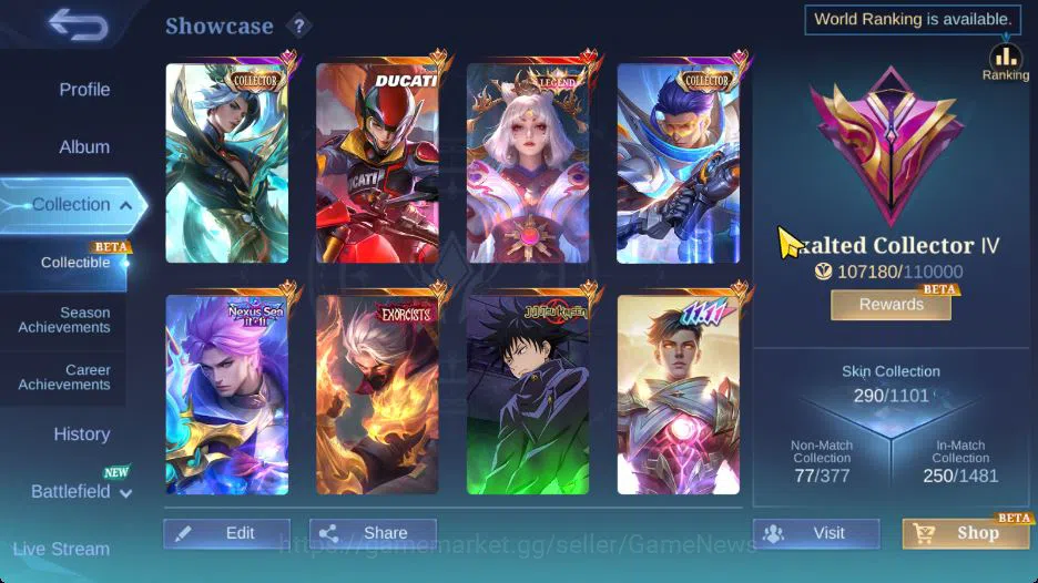 Mobile Legends: Bang Bang Accounts Hero 130|Skin 290|High Immo 105|Legend Lunox,KOF K image 3