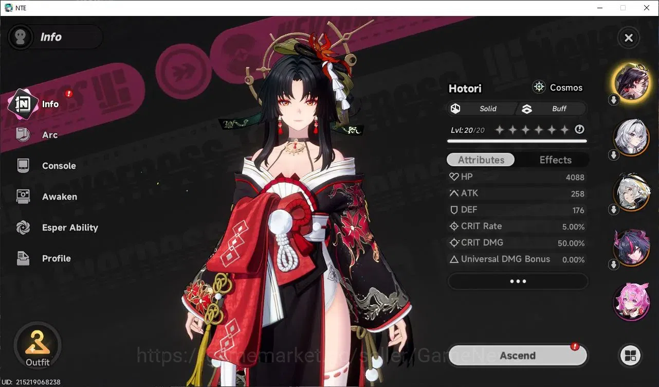 Neverness to Everness Accounts GLOBAL NA|HL 12|3 S-Class 2 Limited| Shinku, Hotori Awk 1, Hathor |3 Selector On|2 Glider 2