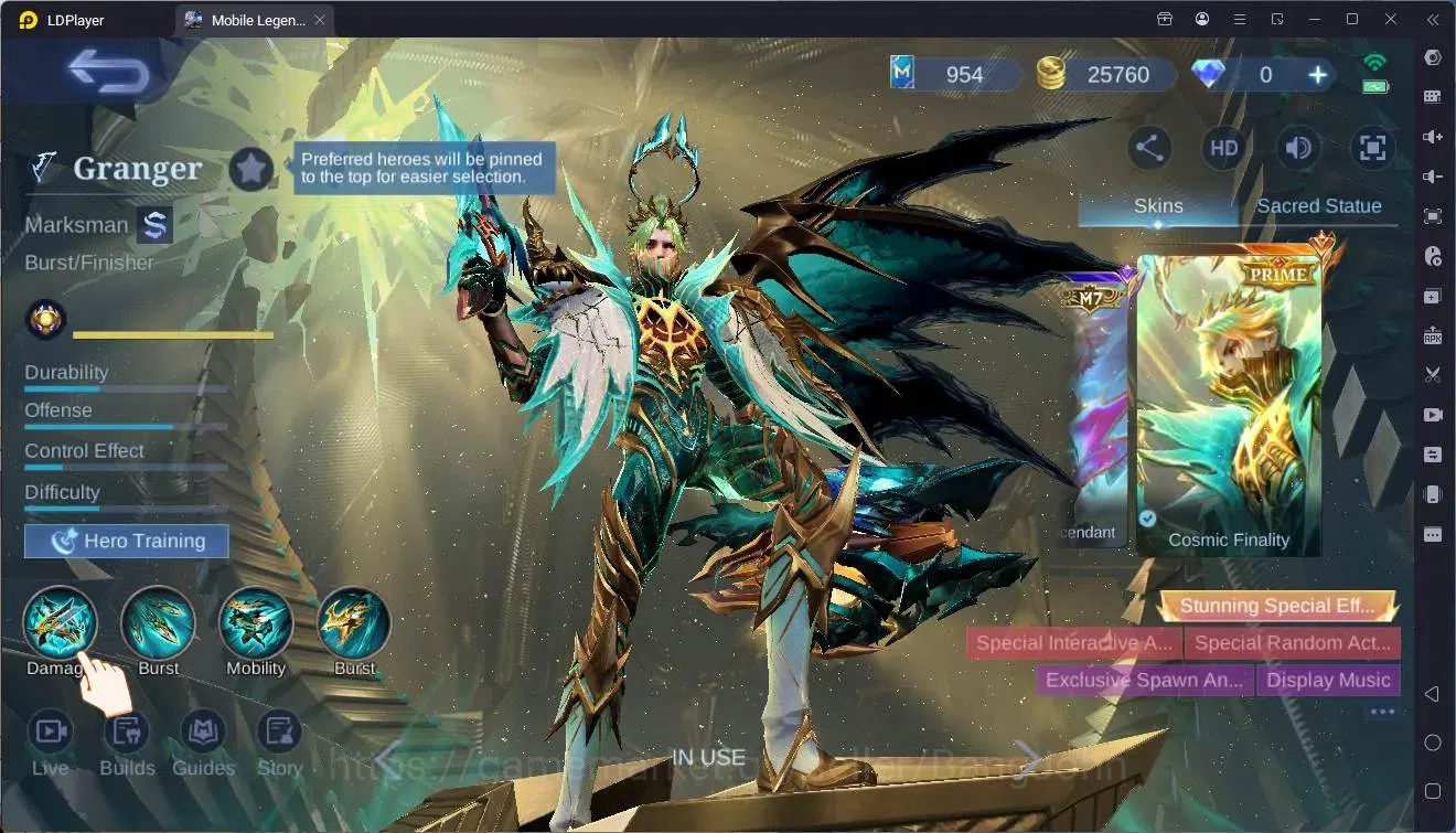 Mobile Legends: Bang Bang Accounts Collector Global |Hero 76|Skin 77|Seasoned|Prime Granger|Spongebob Cyclops|M7 Granger|9th 15