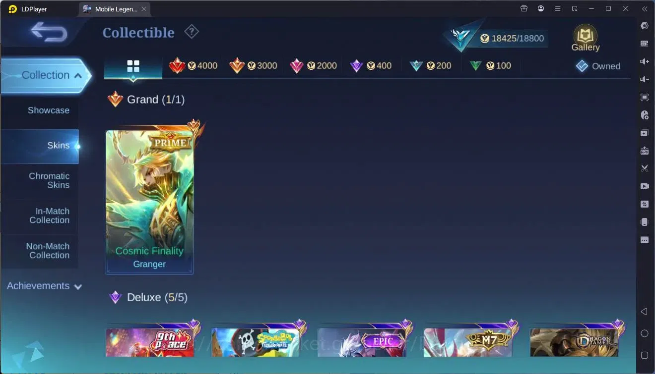 Mobile Legends: Bang Bang Accounts Collector Global |Hero 76|Skin 77|Seasoned|Prime Granger|Spongebob Cyclops|M7 Granger|9th 7