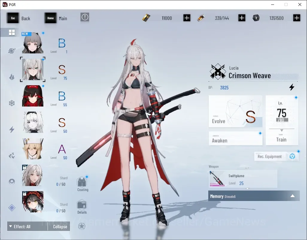 Punishing: Gray Raven Accounts Starter NA|Lv 45|11k BC|S Lucia Crimson Weave & S No 21 Feral|1 S Omniframe & 1 Wp 1