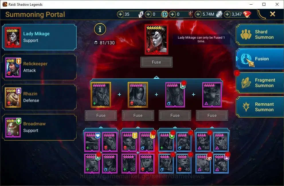 Raid: Shadow Legends Accounts Mid-Game Lv47 435K Power|19 19