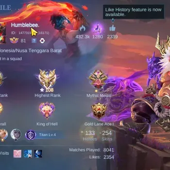 Mobile Legends: Bang Bang Accounts Collector Hero 133|Skin 255|Ex Immo 108|Legend Franco|LBox Franco,Annual