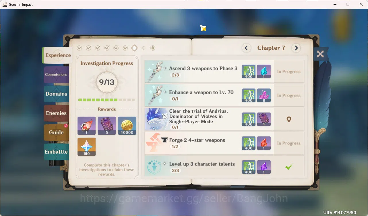 Genshin Impact Accounts Mid-Game|ASIA|AR 41|UID 81|6 Limit|Neuvillette | C image 13