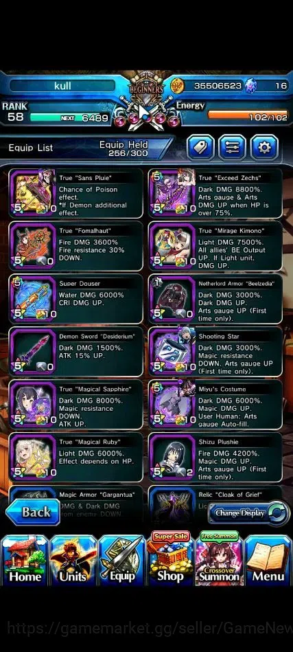 Grand Summoners Accounts End-Game Global|Rank 58|2 Sp Art+17 Ascend+8 TW|[DL Rimuru,Miyu,Illya,Diablo,Etc]+TW,Inumuta,S 13