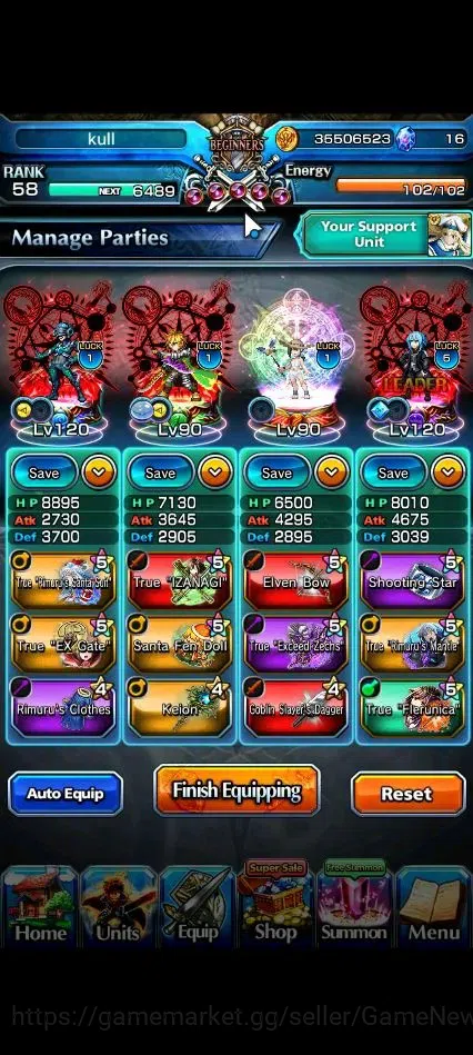 Grand Summoners Accounts End-Game Global|Rank 58|2 Sp Art+17 Ascend+8 TW|[DL Rimuru,Miyu,Illya,Diablo,Etc]+TW,Inumuta,S 4