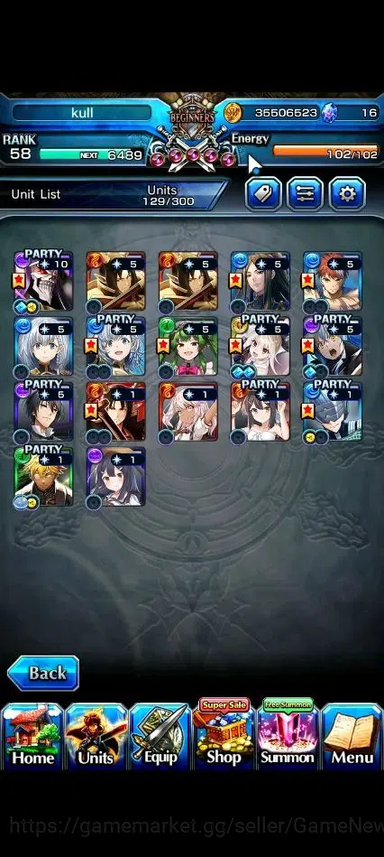Grand Summoners Accounts End-Game Global|Rank 58|2 Sp Art+17 Ascend+8 TW|[DL Rimuru,Miyu,Illya,Diablo,Etc]+TW,Inumuta,S 5