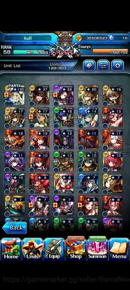 Grand Summoners Accounts End-Game Global|Rank 58|2 Sp Art+17 Ascend+8 TW|[DL Rimuru,Miyu,Illya,Diablo,Etc]+TW,Inumuta,S 6