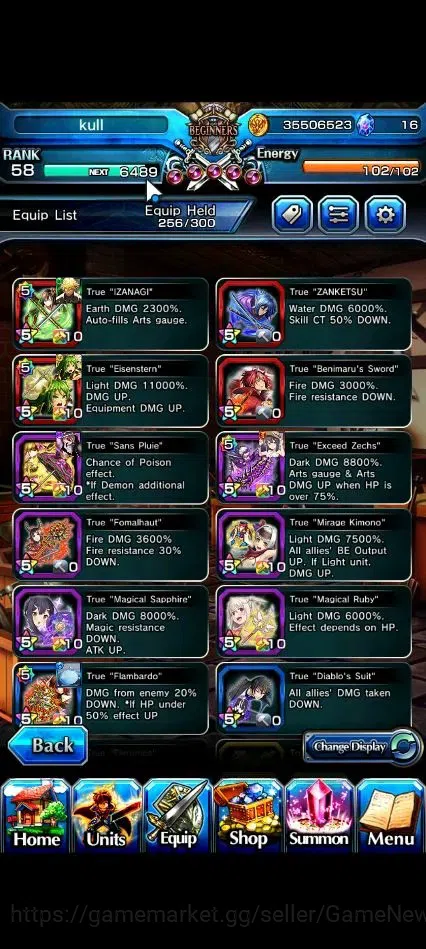 Grand Summoners Accounts End-Game Global|Rank 58|2 Sp Art+17 Ascend+8 TW|[DL Rimuru,Miyu,Illya,Diablo,Etc]+TW,Inumuta,S 7