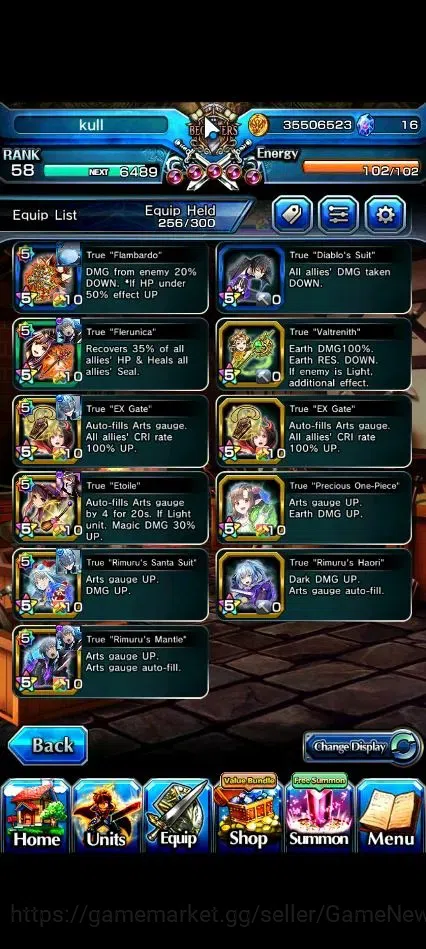 Grand Summoners Accounts End-Game Global|Rank 58|2 Sp Art+17 Ascend+8 TW|[DL Rimuru,Miyu,Illya,Diablo,Etc]+TW,Inumuta,S 8