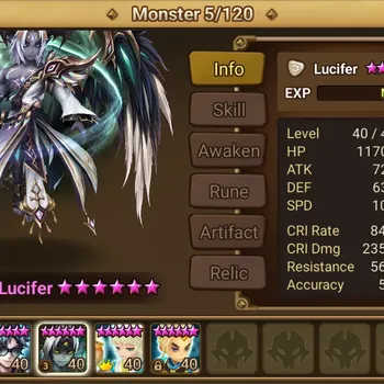 Summoners War: Sky Arena Accounts Others ASIA|5 LD(Lucifer,Nigong,Werner Light,Hyllus,Qitian Dasheng)90