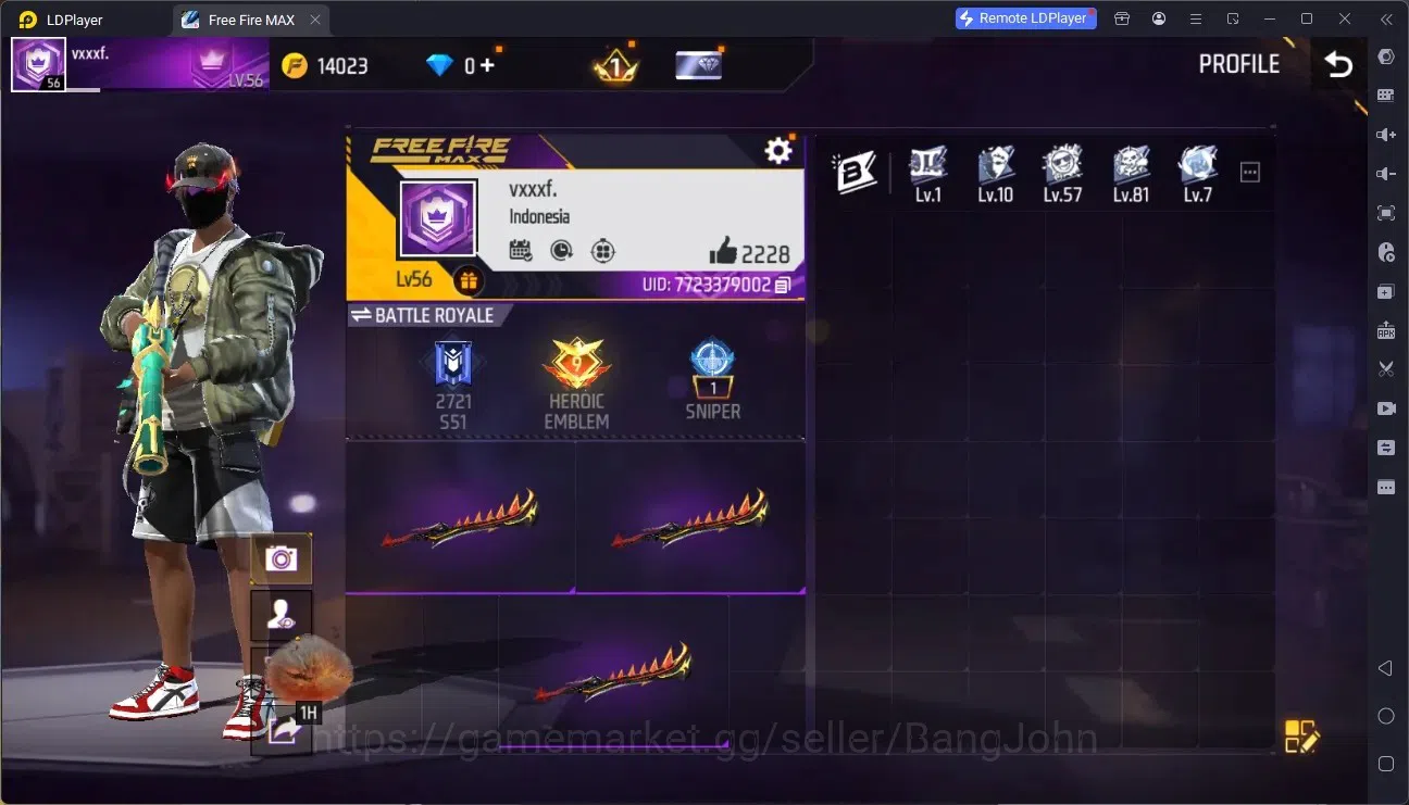 Free Fire Accounts Indonesia |M1887- Emerald Power, Mamba Gnaw, Bunny image 1