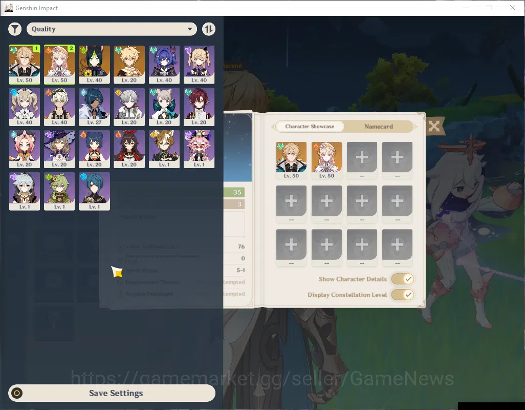 Genshin Impact Accounts Mid Game ASIA|AR 35|2 Limited + 1 (*5 Standard)| Varka, Nicole |Tighnari|Low Explore Map & Main 1