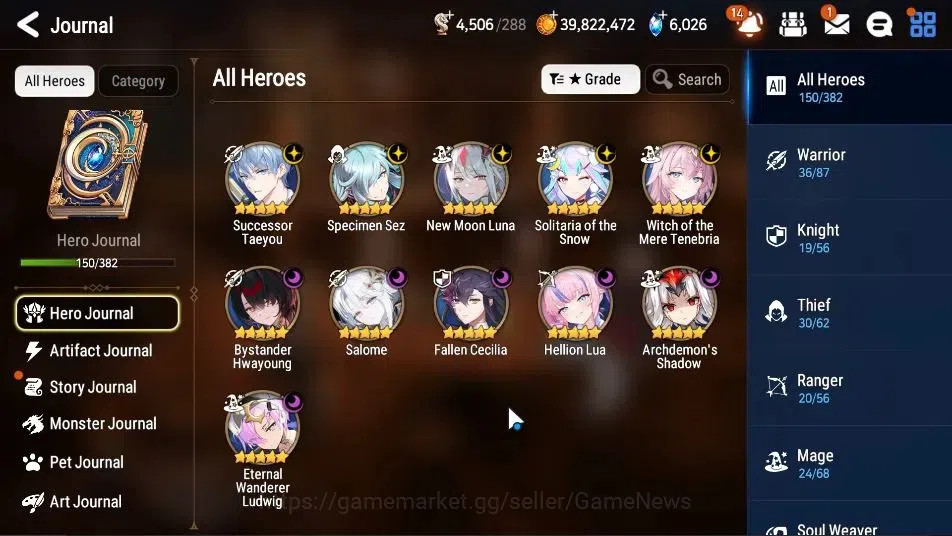 Epic Seven Accounts Mid-Tier GLOBAL Unverif|11 ML(Salome,WOTM Tenebria,NM Luna,Etc)+EAb Fumyr,TA Coli,Saria,Rinak,Etc|Poh 6