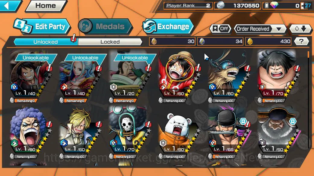 One Piece Bounty Rush Accounts Starter Global|5 EX|T5E ST.Jaygarcia,Gear 5 Luffy,TFE Marshall D.Teach,RO Roronoa 4