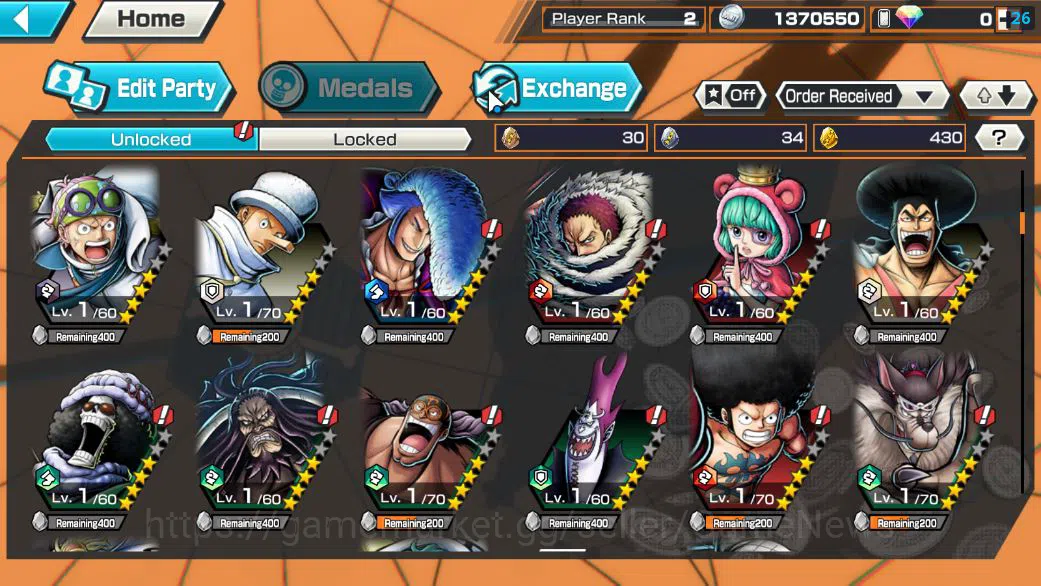 One Piece Bounty Rush Accounts Starter Global|5 EX|T5E ST.Jaygarcia,Gear 5 Luffy,TFE Marshall D.Teach,RO Roronoa 6