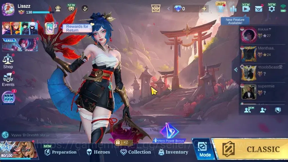 Mobile Legends: Bang Bang Accounts Collector Hero133|Skin420|Ex Glory 74|Legend Franco|Aspiran Lesley,TF Roger,KungFu 1