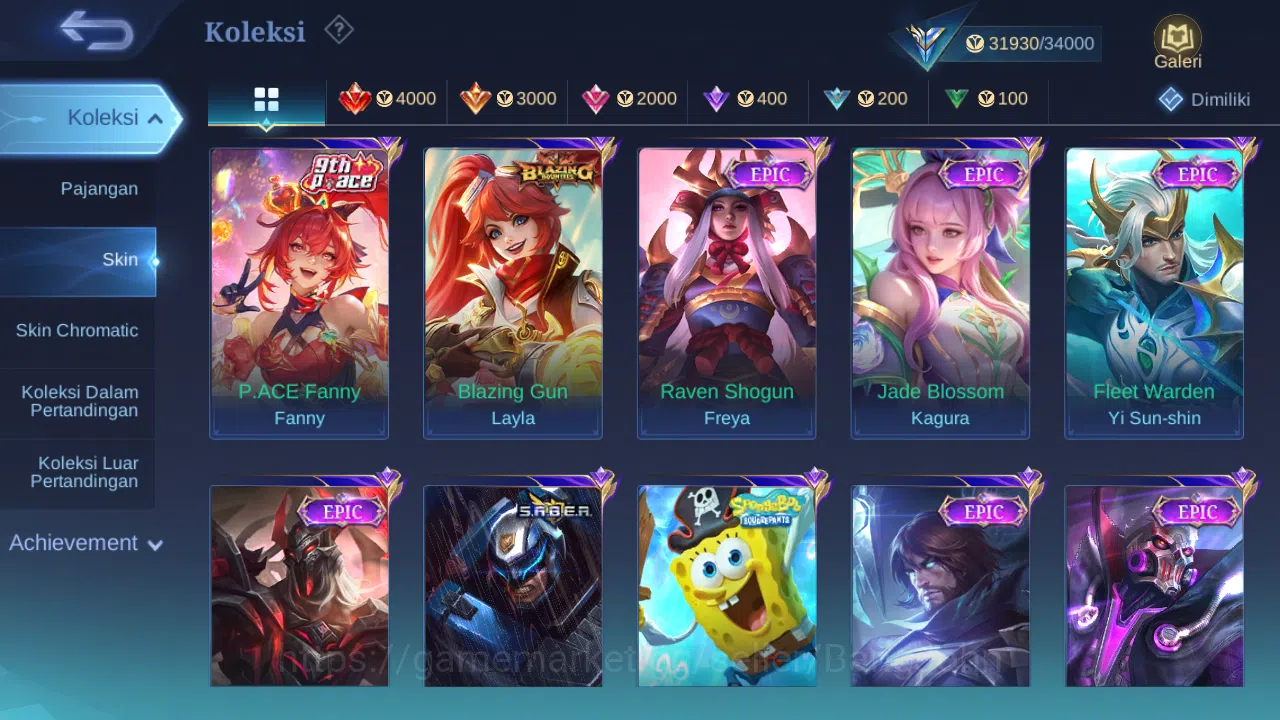 Mobile Legends: Bang Bang Accounts Hero 83 Skin 156 | CC Nata | Spongebob | Gaara | E image 4