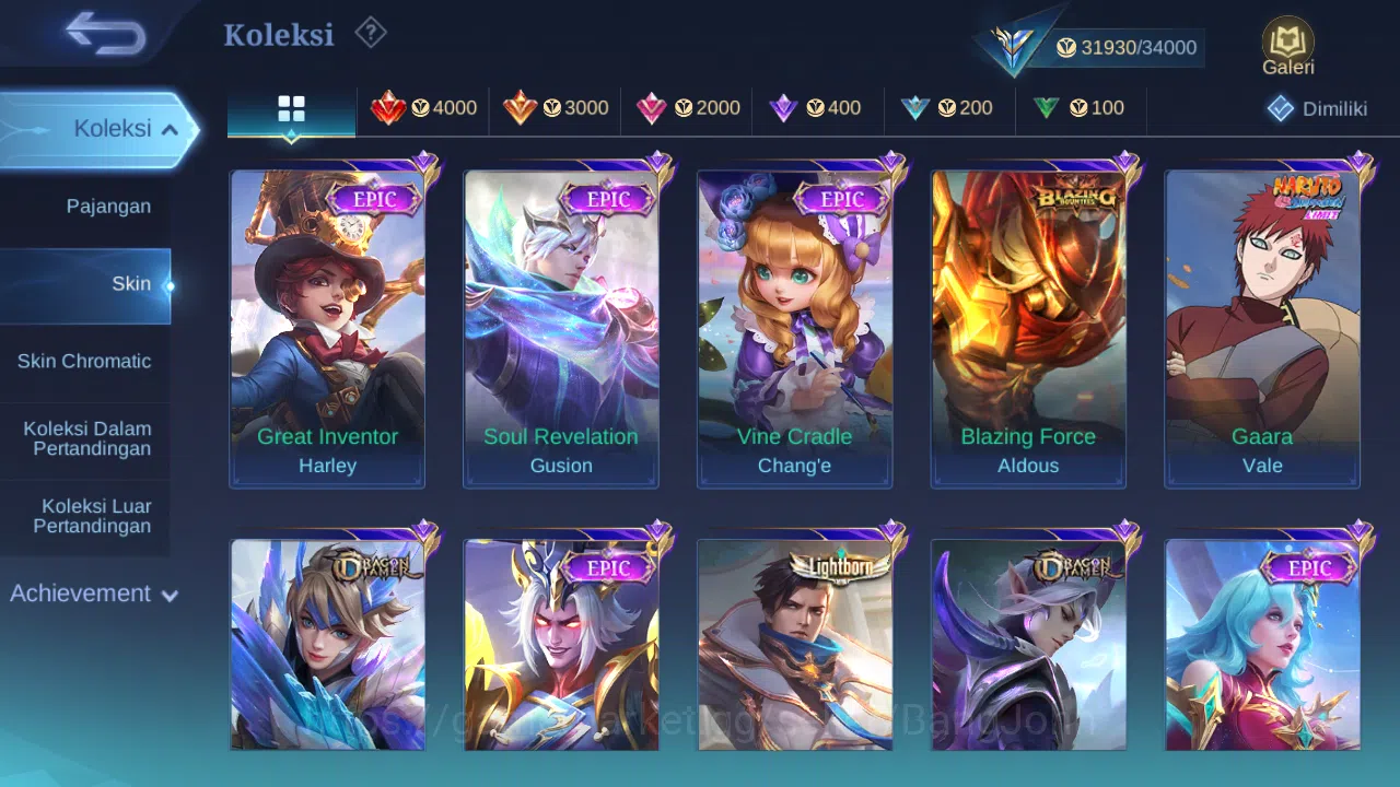 Mobile Legends: Bang Bang Accounts Hero 83 Skin 156 | CC Nata | Spongebob | Gaara | E image 6